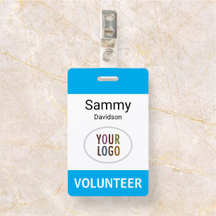 Plastic Volunteer Name Badge with Clip Custom Logo ID Badge