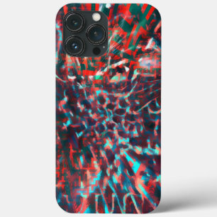 Plastic with destroyed image, wine to cyan stains  iPhone 13 pro max case