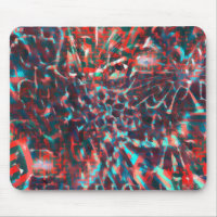 Plastic with destroyed image, wine to cyan stains