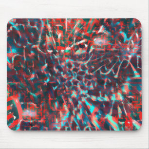 Plastic with destroyed image, wine to cyan stains mouse pad