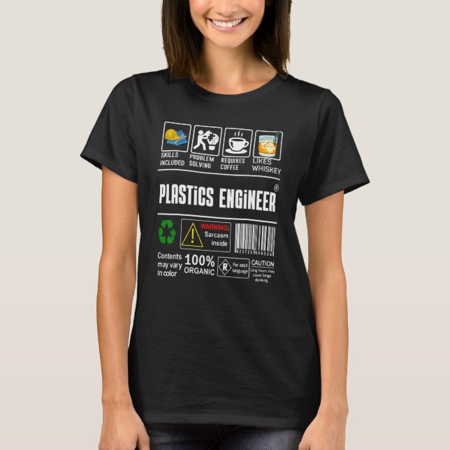 Plastics Engineer Label Skills Solving Coffee Whis T-Shirt (Front)