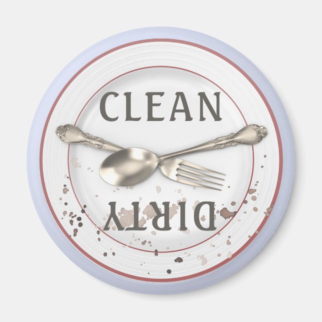 Plate and Silverware Clean Dirty Dishwasher Magnet (Front)