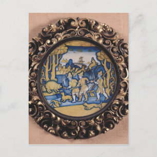 Plate decorated with a hunting scene postcard
