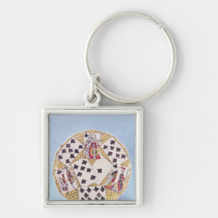 Plate decorated with a trompe l'oeil key ring