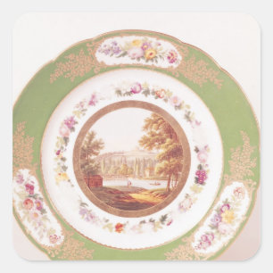 Plate depicting the old Pont de Sevres Square Sticker