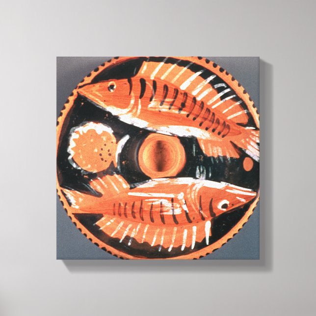 Plate depicting two fish, 350 BC (ceramic) Canvas Print (Front)