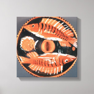 Plate depicting two fish, 350 BC (ceramic) Canvas Print
