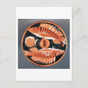 Plate depicting two fish, 350 BC (ceramic) Postcard