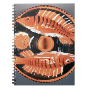 Plate depicting two fish, 350 BC (ceramic) Spiral Notebook