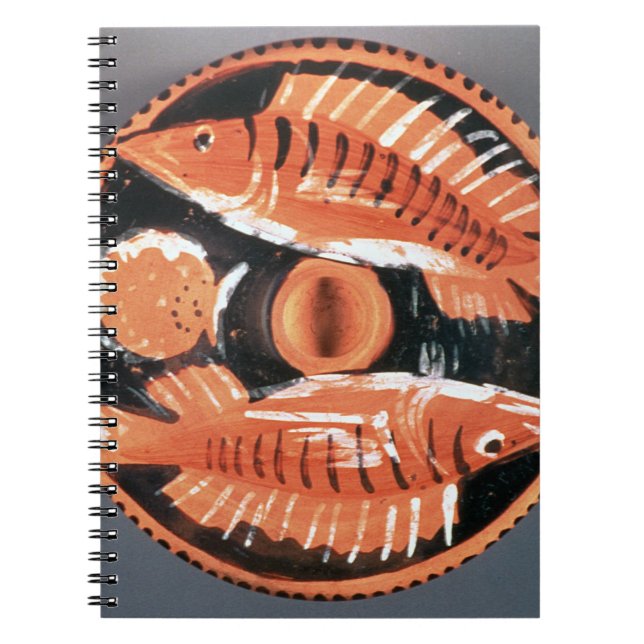 Plate depicting two fish, 350 BC (ceramic) Spiral Notebook (Front)