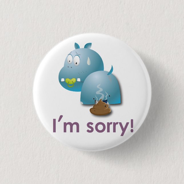 Plate hippopotamus 3 cm round badge (Front)