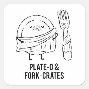 Plate-O and Fork-rates Philosophy Pun Sticker