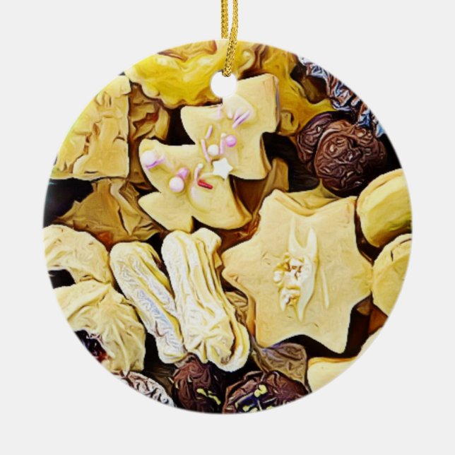 Plate of Cookies Personalised Christmas Ceramic Tree Decoration (Front)