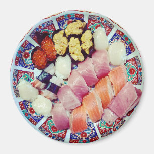 Plate of Delicious Sushi Refrigerator Magnet