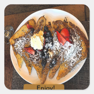 Plate of French Toast with Fruit Art Square Sticker