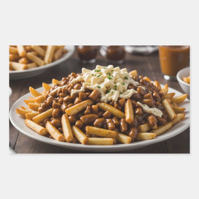 Plate of Poutine Rectangular Sticker (Front)