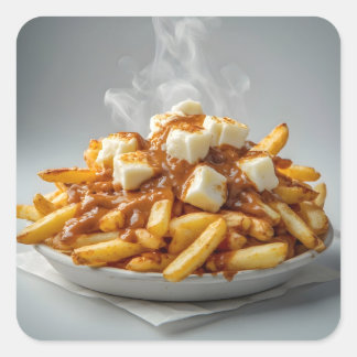 Plate of Poutine Square Sticker