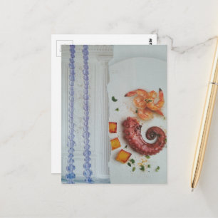 Plate of Seafood in a room surreal collage Postcard