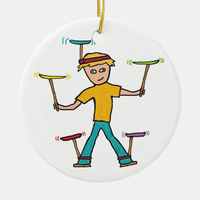 Plate Spinning Ceramic Tree Decoration (Front)