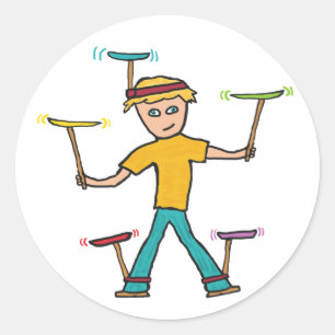 Plate Spinning Classic Round Sticker