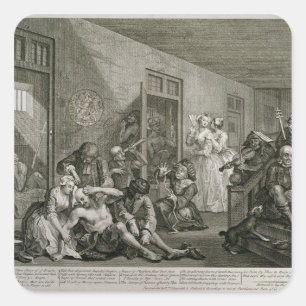 Plate VIII from A Rake's Progress, 1735 Square Sticker