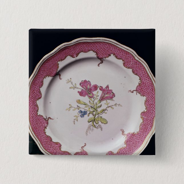 Plate with botanical design 15 cm square badge (Front)