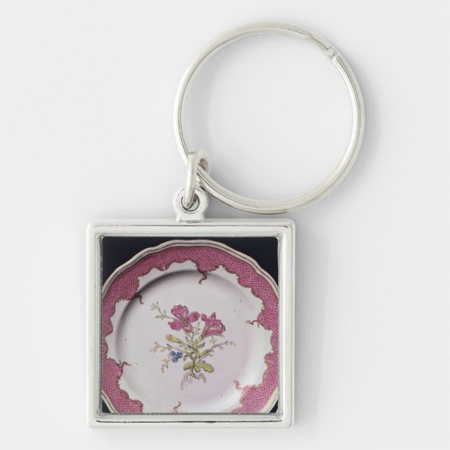 Plate with botanical design key ring (Front)