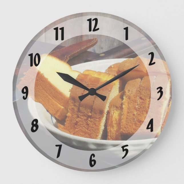 Plate With Sliced Bread and Knives Large Clock (Front)