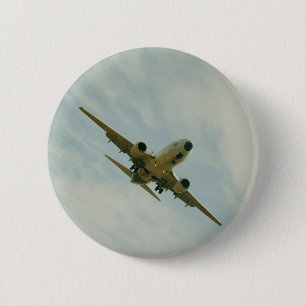 Plate with vintage airplane 6 cm round badge