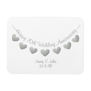Platinum 70th wedding anniversary bunting magnet