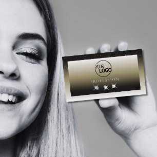 Platinum Beige Gradient Sparkle Diamonds with Logo Business Card