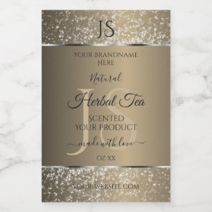 Platinum Beige with Glitter Initials Product Label