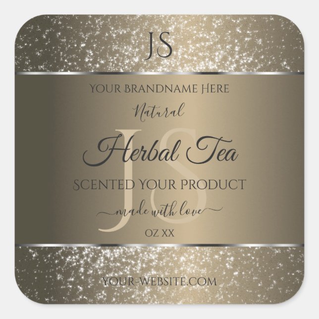 Platinum Beige with Glitter Initials Product Label (Front)