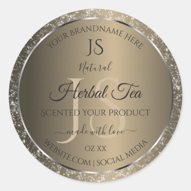 Platinum Beige with Glitter Initials Product Label (Front)