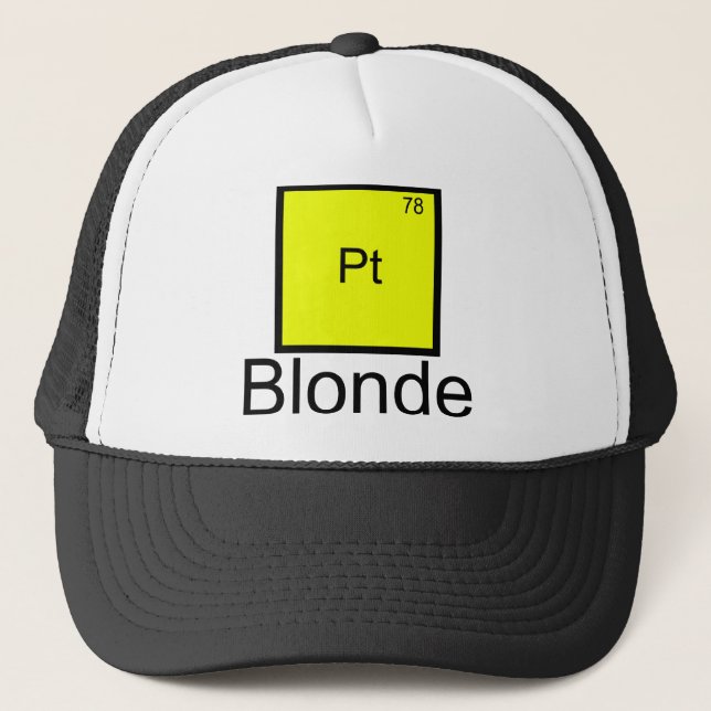 Platinum Blonde Element Pun T-Shirt Trucker Hat (Front)
