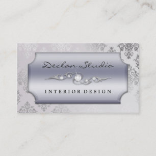 Platinum Dashing Damask Fashion/Interior Design Business Card