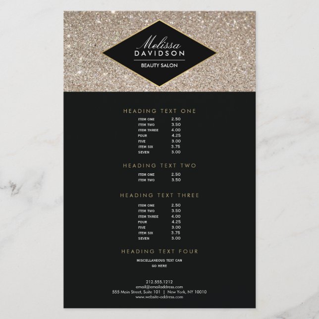 Platinum Glitter and Glamour Beauty Salon Flyer (Front)