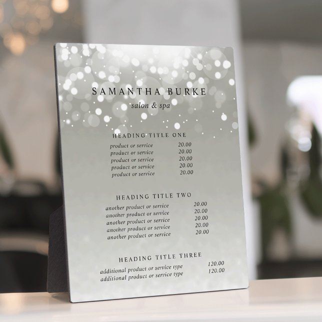 Platinum Glow | Pricing & Services Display Plaque (Creator Uploaded)