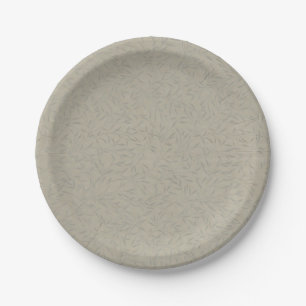 Platinum Grey Embossed Leaf Vines Paper Plate