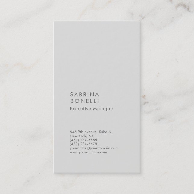 Platinum grey minimalist modern business card (Front)