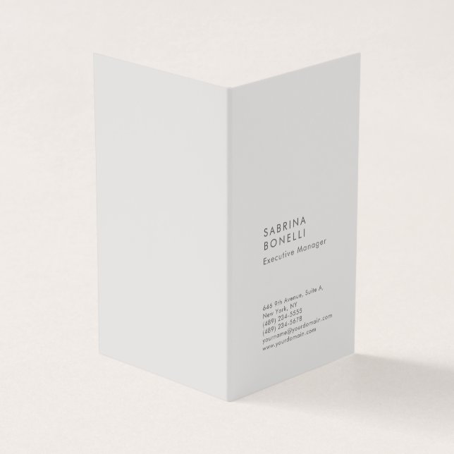 Platinum grey minimalist modern business card (Outside)