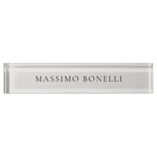Platinum Grey Minimalist Plain Modern Nameplate