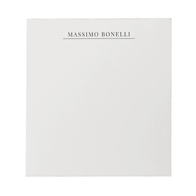 Platinum Grey Minimalist Plain Modern Own Name Notepad (Front)
