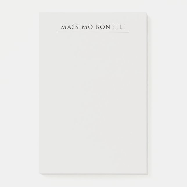 Platinum Grey Minimalist Plain Modern Own Name Post-it Notes (Front)