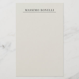 Platinum Grey Minimalist Plain Modern Own Name Stationery