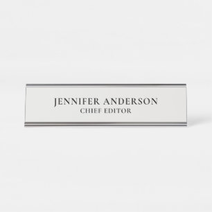 Platinum Grey Professional Modern Plain Minimalist Desk Name Plate