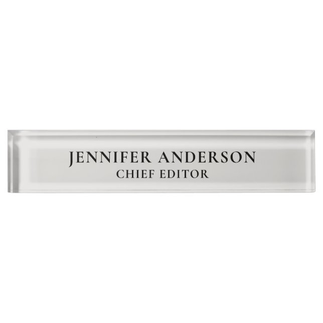 Platinum Grey Professional Modern Plain Minimalist Nameplate (Front)