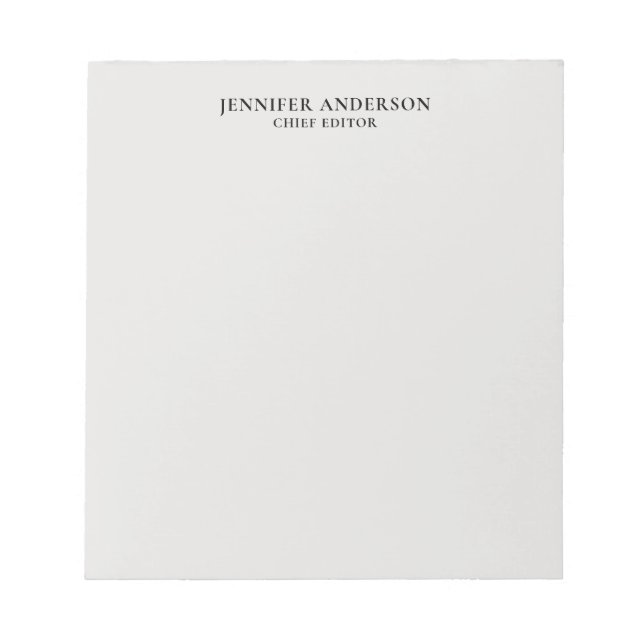 Platinum Grey Professional Modern Plain Minimalist Notepad (Front)