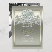 Platinum Ivory Princess Heart Tiara Sweet 16 Party