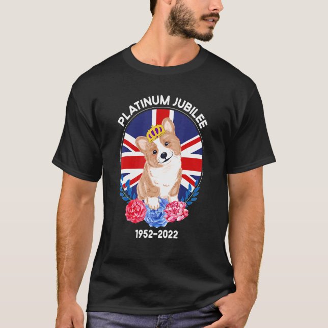 Platinum Jubilee 2022 British Monarch Queen Corgi  T-Shirt (Front)